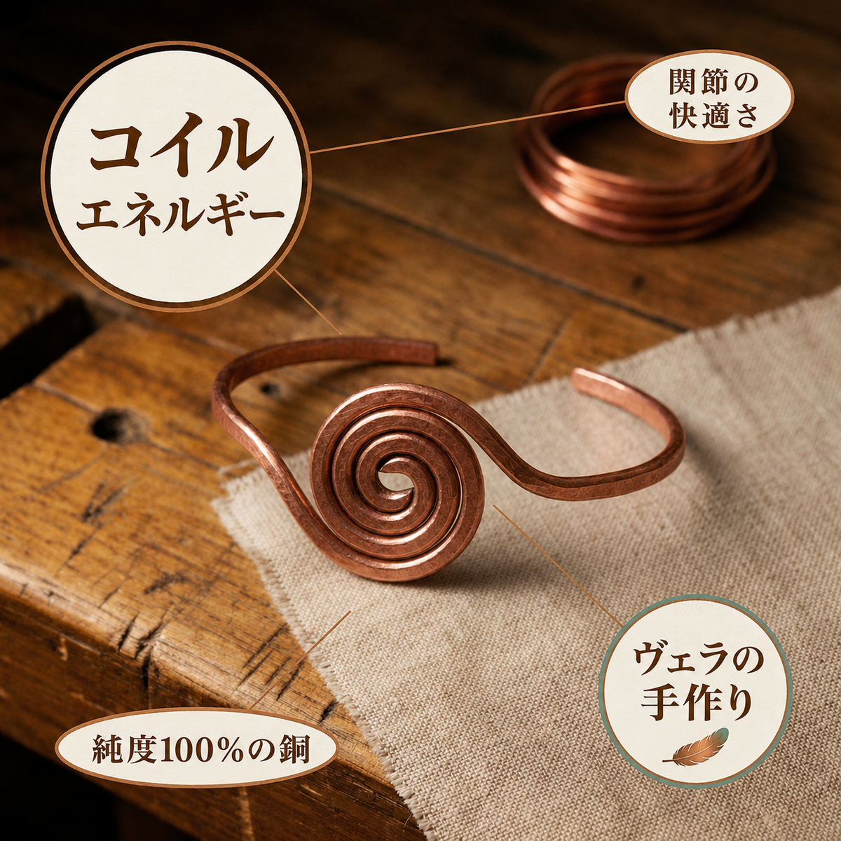 ミナトのコイル｜銅製アンクレット