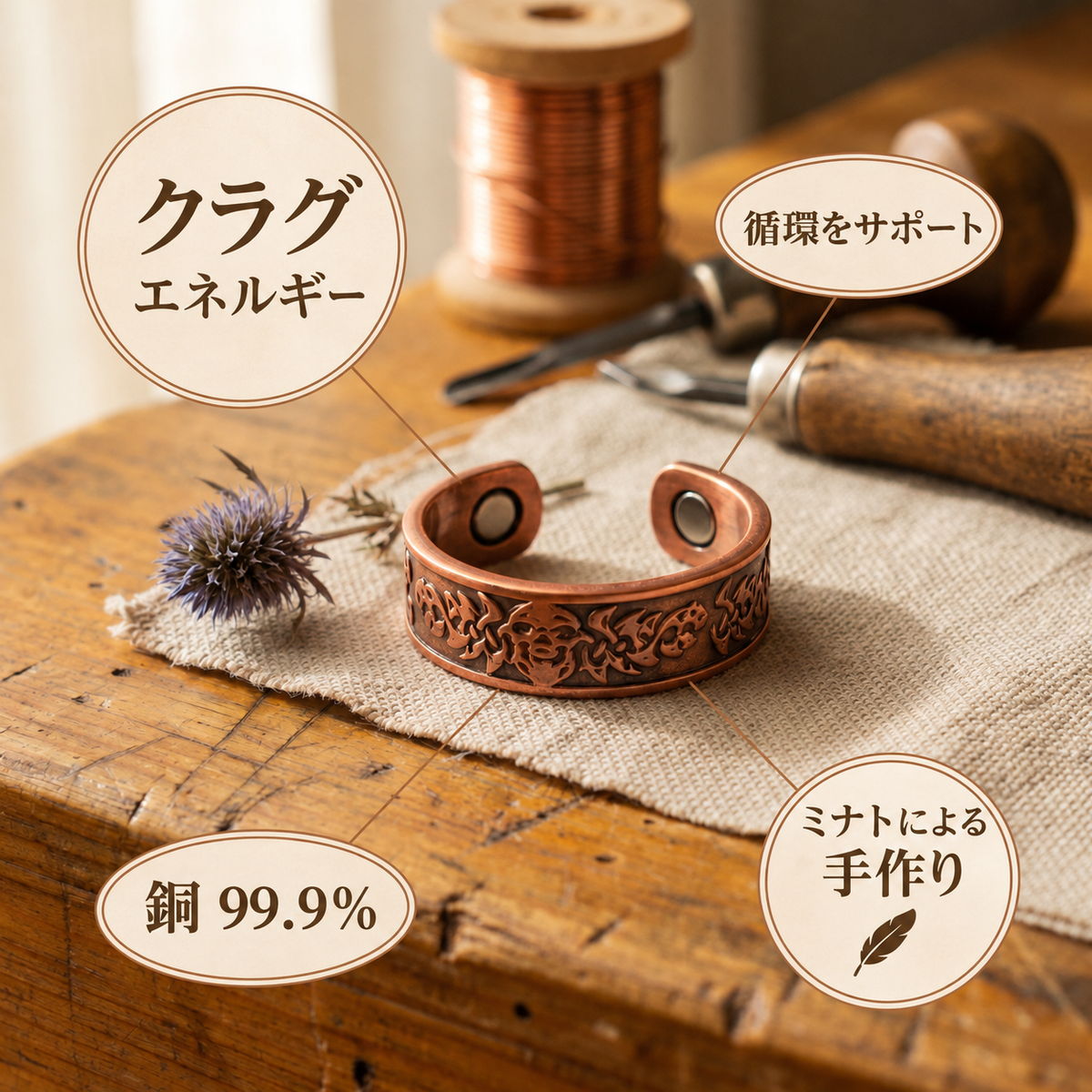 ミナトのクラッグ｜銅製リング