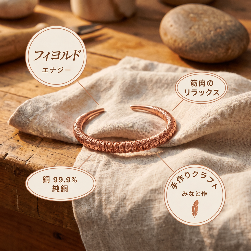 ミナトのフィヨルド｜銅製カフブレスレット