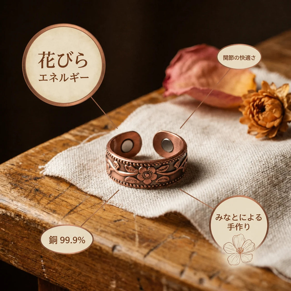 ミナトのペタル｜銅製リング