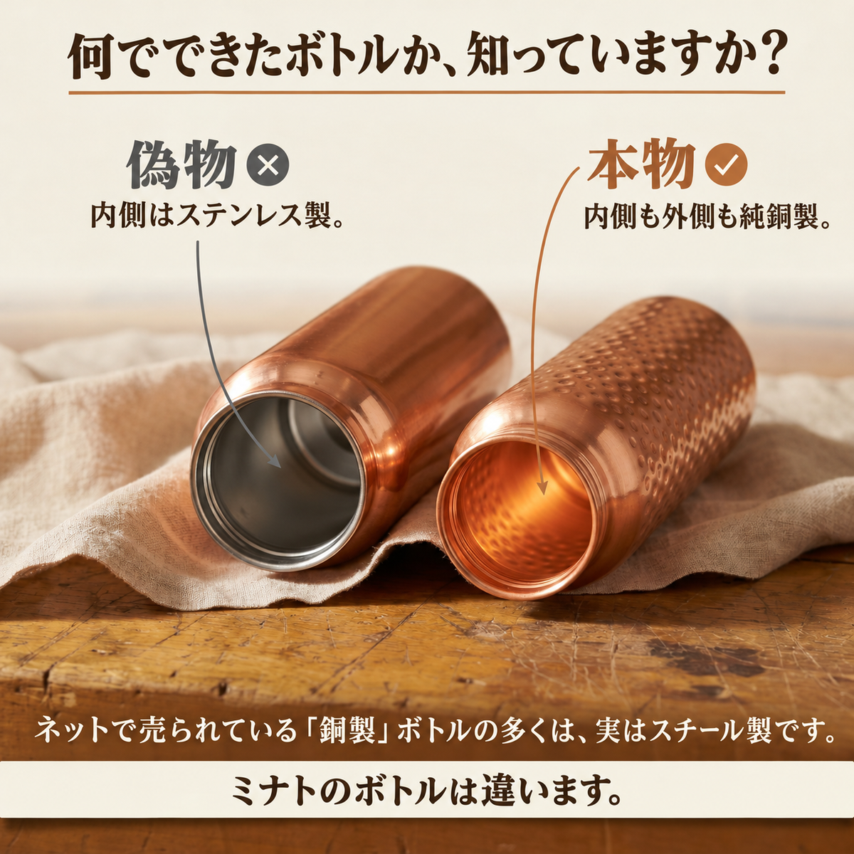 ミナトの純銅ウォーターボトル