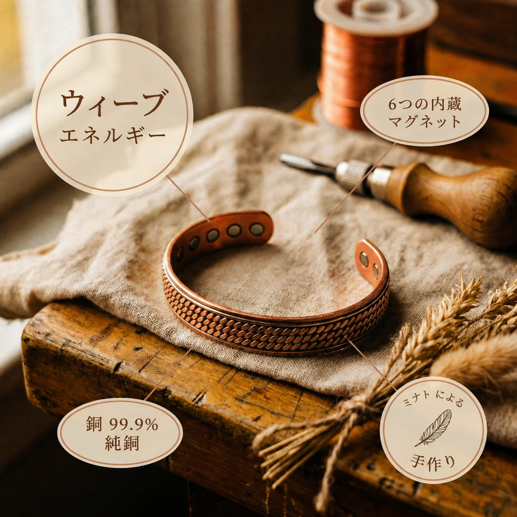 ミナトのウェーブ｜銅製ブレスレット